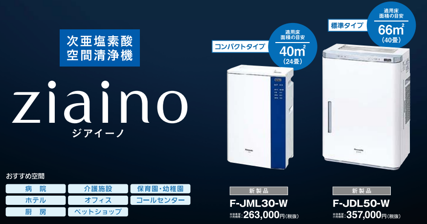 パナソニック 次亜塩素酸空間洗浄機 F-JDL50-W 事業所空調に必須！